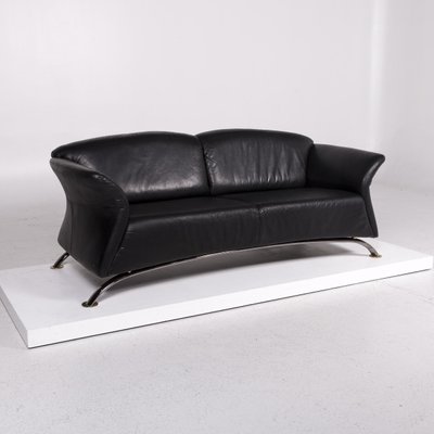 Sample Ring Black Leather Sofas Armchair From Musterring Set Of Ring Black Leather Sofas Armchair