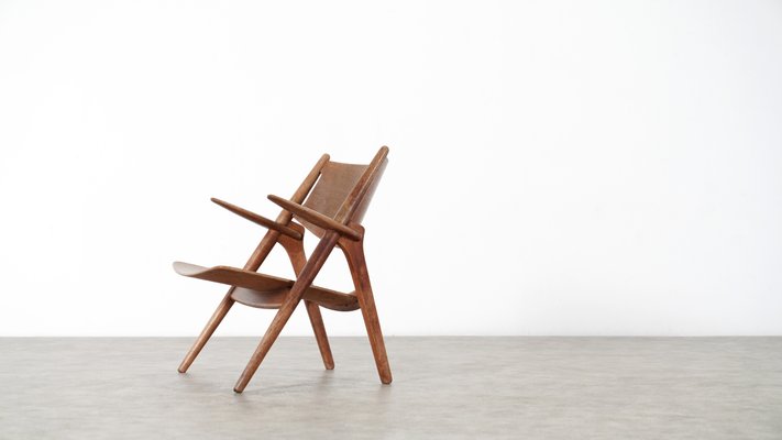 Danish Oak Sawbuck Chair by Hans J. Wegner for Carl Hansen & Søn, 1951 for  sale at Pamono