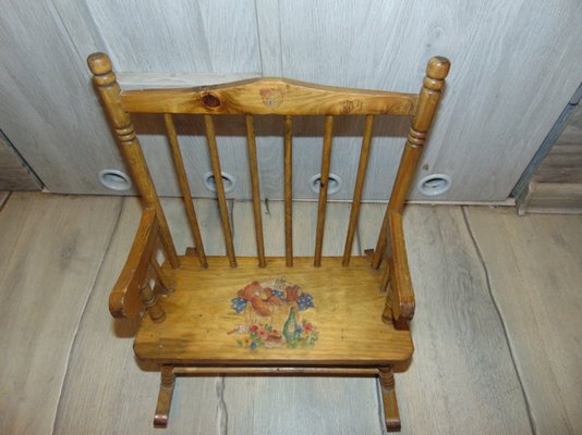 Mid Century Wooden Toy Rocking Chair, Wooden Childrens Rocking Chair