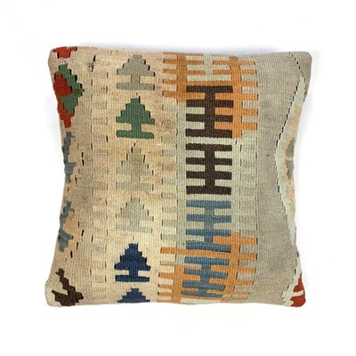 Vintage Square Wool Kilim Moroccan Decor Cushion Cover For Sale At