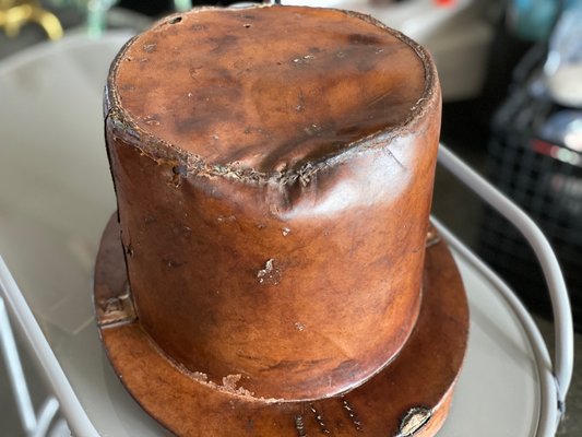 Vintage Black Leather Hat Box, 1920s for sale at Pamono
