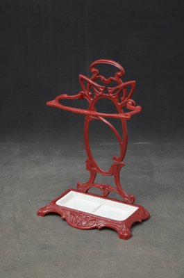 Porte-parapluie Ancien Français Art Nouveau – Fonte Et Porcelaine – Vintage Unique