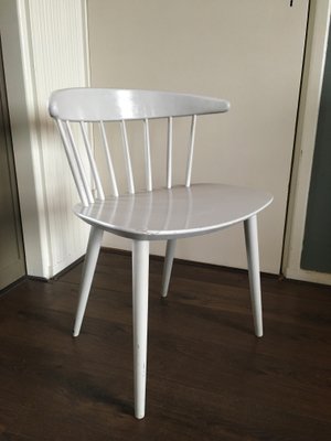 Mid Century Danish Modern White Dining Chair by Ejvind Johansson