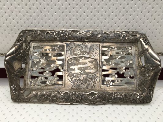 Japanese Silver Plated Cigarette Set, 1950s, Set of 3 for sale at Pamono