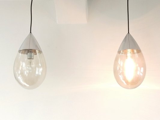 Mid Century German Glass Drop Pendant Lamps From Glashütte Limburg Set Of 2 For At Pamono - Glass Drop Pendant Light