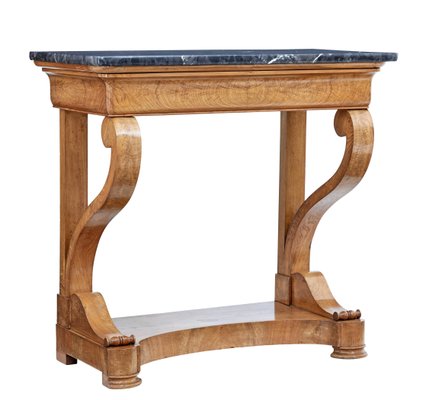 19th Century Swedish Elm Marble Top Console Table