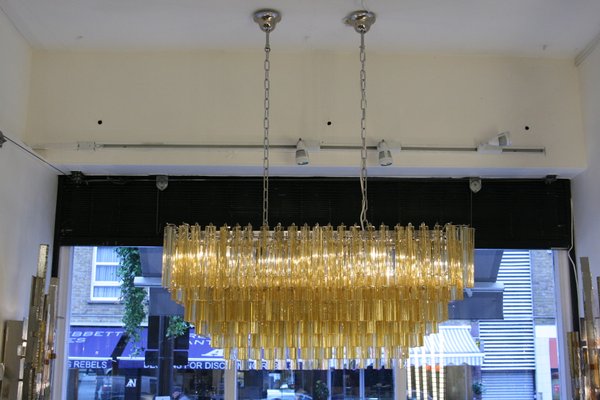 Rectangular Shape Amber Color Triedri Chandelier From Venini 1960s For At Pamono Rectangular Shape Amber Color Triedri, Rectangular Shaped Chandeliers