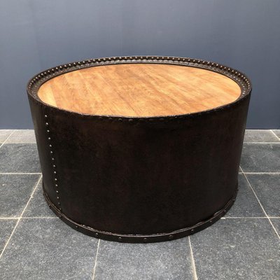 Large Riveted Steel Coffee Table With Beech Wooden Top 1900s For Sale At Pamono
