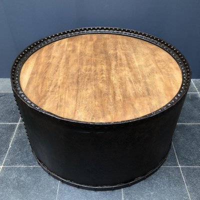 Large Riveted Steel Coffee Table With Beech Wooden Top 1900s For Sale At Pamono
