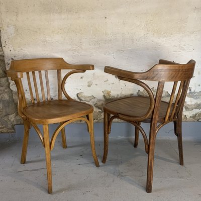 Mid Century Wooden Bistro Derby Chairs 1950s Set Of 2 For Mid Century Wooden Bistro Derby Chairs