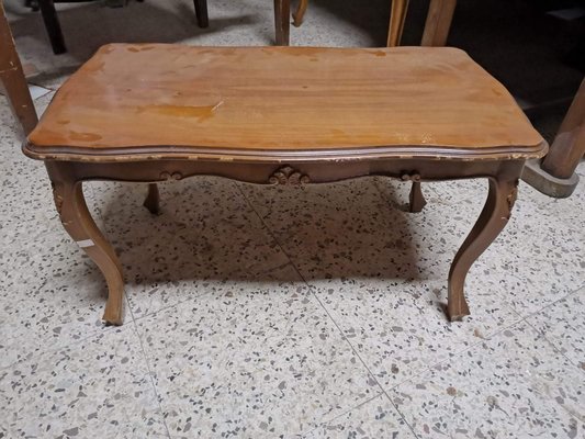 Italian Wooden Coffee Table With Curved, Curved Wood Coffee Table Legs