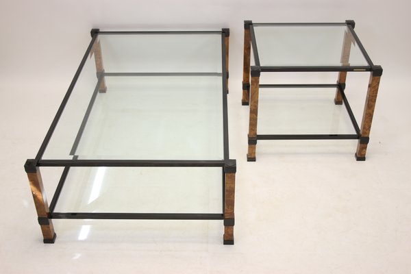 Vintage Black And Marble Coffee Table And Side Table Set By Pierre Vandel For Sale At Pamono