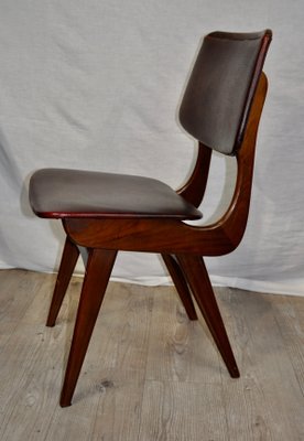 Maroon Leatherette Chairs by Louis van Teeffelen 1960s Set of 4