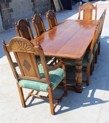 Golden Oak Refectory Table High Back, High Back Dining Room Table Chairs