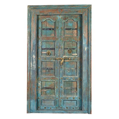 Wooden Door with Blue Patina, 1920s for sale at Pamono