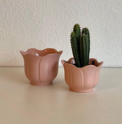 Vintage Ceramic Flower Pots West Germany 1970s Set Of 2 For Sale At Pamono