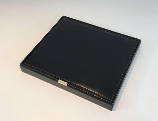Schwarze Metall-Dokumentenbox, Vintage