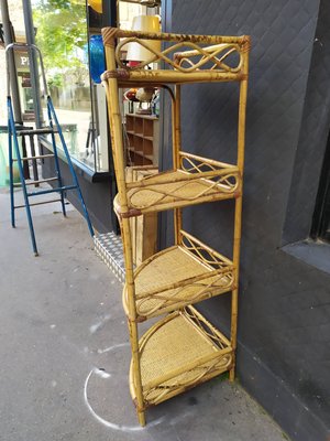 Rattan Corner Shelf 1960s for sale at Pamono