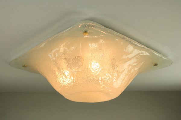 Vintage Square Ice Glass Flush Mount Ceiling Lamp From Müller Zimmer 1960s For At Pamono - Vintage Glass Flush Ceiling Lights