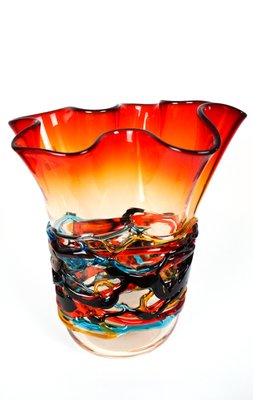 Vase Knight Karim Rashid du 21e siècle en verre de Murano rouge et noir - En ven