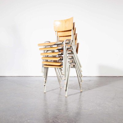 French Industrial Metal Framed Stacking University Dining Chairs 1960s Set Of 6 For Sale At Pamono
