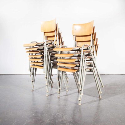 French Industrial Metal Framed Stacking University Dining Chairs 1960s Set Of 12 For Sale At Pamono
