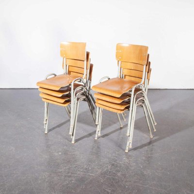 French Industrial Metal Framed Stacking University Dining Chairs 1960s Set Of 8 For Sale At Pamono