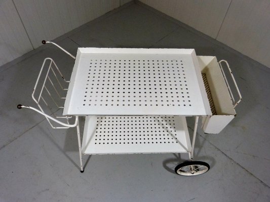 White Steel Serving Cart Bed Table in One 1950s for sale at Pamono