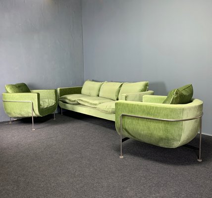 Jacques Brule France 1960s Set, Green Living Room Set