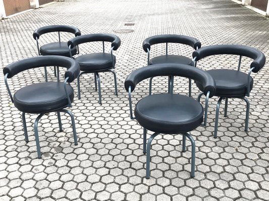 Swivel LC7 Armchairs by Le Corbusier Charlotte Perriand Pierre Jeanneret for Cassina 1970s Set of 6 for sale at Pamono