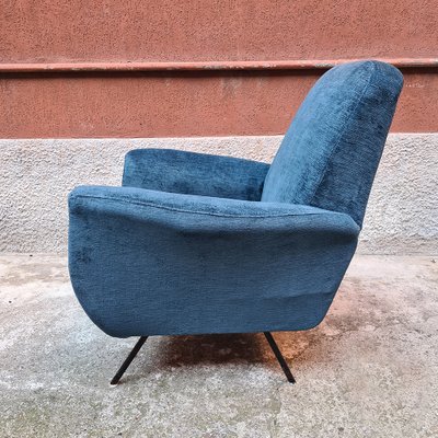 Italian Blue Velvet And Metal Lounge Chairs 1960s Set Of 2 For Sale At Pamono