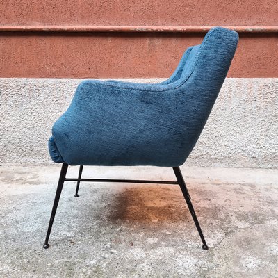 Small Italian Blue Velvet Lounge Chair 1960s For Sale At Pamono