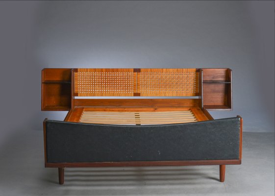 Mid Century Danish Teak Double Bed With Cane Headboard By Hans J Wegner For Getama 1960s For Sale At Pamono