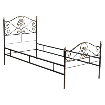 Vintage Italian Black And Gold Painted, Old Metal Bed Frame Parts