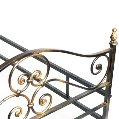 Vintage Italian Black And Gold Painted, Antique Wrought Iron Single Bed Frame