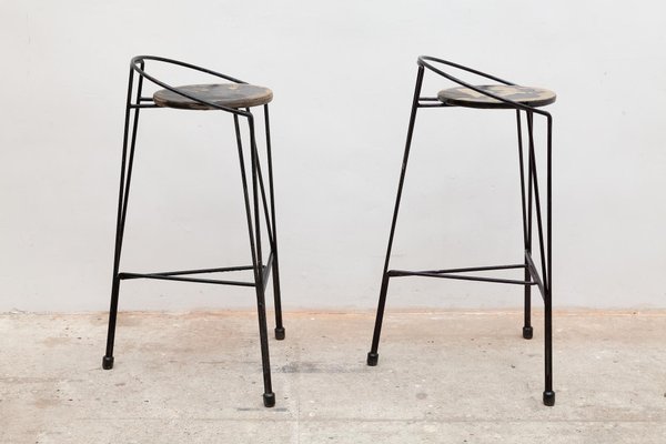 Wrought Iron Barstools Belgium 1960s Set Of 2 For Sale At Pamono Product titletopeakmart metal bar stools 24'' counter height kitchen stools set of 4. wrought iron barstools belgium 1960s set of 2
