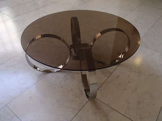 Round Glass Coffee Table 1970s