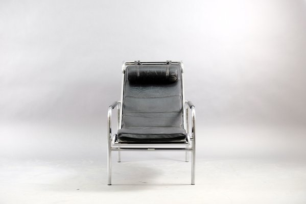 Vintage Chrome And Black Leather Genni Lounge Chair By Mucchi For Zanotta 1930s For Sale At Pamono
