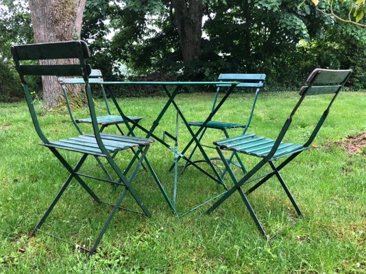 Antique Folding Chairs 1900s Set Of 4, Antique Folding Chairs Table