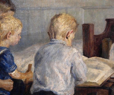 Antique Danish Interior Painting By Charlotte Frimodt 1894 For