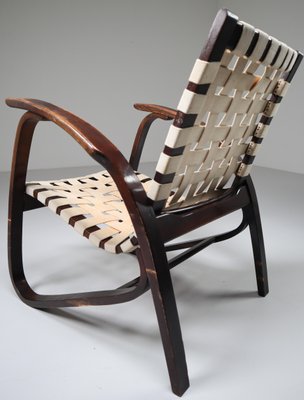 Painted Lounge Chair In Wood And Canvas By Jan Vanek Czech Republic 1930s For Sale At Pamono
