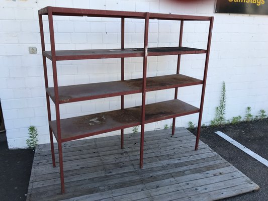 Large Industrial Style Metal Workshop Shelf, 1950s for sale at Pamono