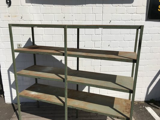 Large Industrial Style Metal Workshop Shelf, 1950s for sale at Pamono