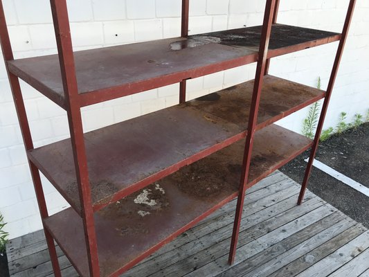 Large Industrial Style Metal Workshop Shelf, 1950s for sale at Pamono