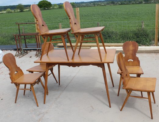 Dutch Light Oak Dining Table Chairs Set 1920s Set Of 7 For