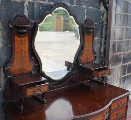 Antique Edwardian Carved Mahogany Dressing Table With Mirror Bei