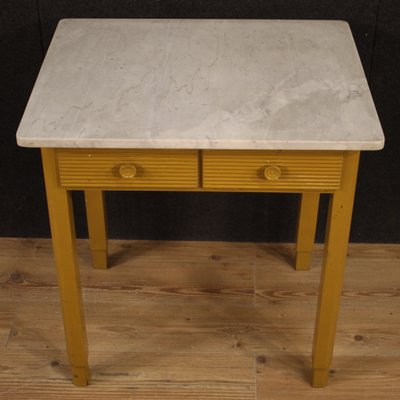 Italian Painted Wood Dining Table With Marble Top 1950s For Sale At Pamono