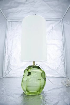Italian Green Prism Murano Glass Table, White Prism Table Lamps