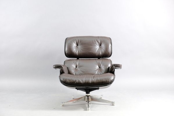 Mid Century Brown Leather Lounge Chair By Charles Ray Eames For Vitra For Sale At Pamono