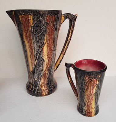Art Deco Krug Und Tassen Mit Dinosaurier Motiv 1940er Jahre 7er Set Bei Pamono Kaufen